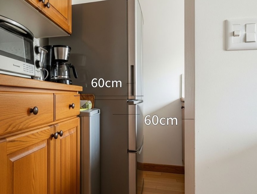 D45センチの場合、冷蔵庫との奥行き関係